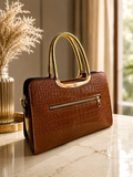 Sac à main-Brun cognac brillant