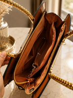 Sac à main-Brun cognac brillant